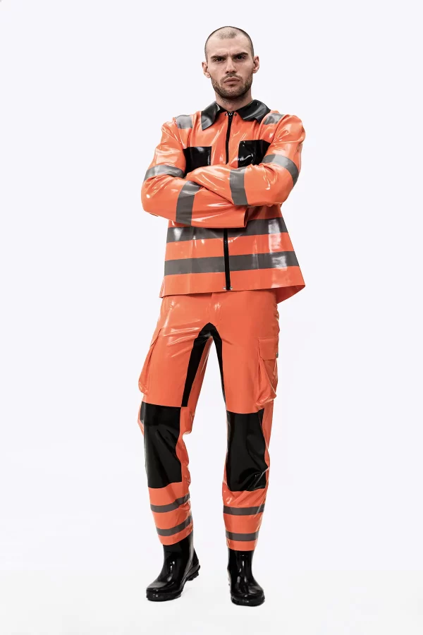 Latex Male Fireman Style Uniform Jacket