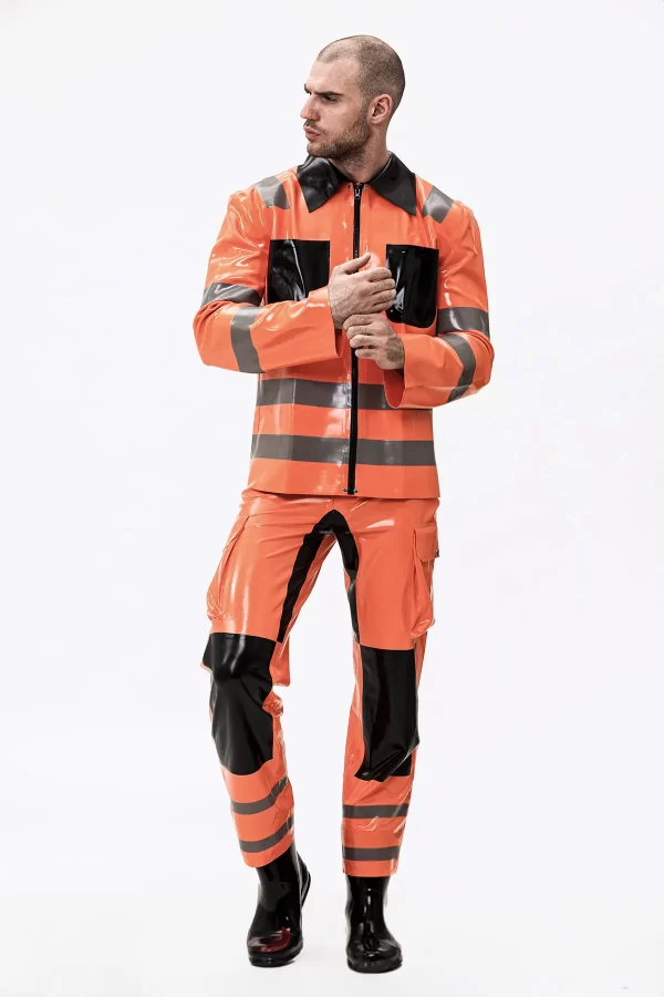 Latex Male Fireman Style Uniform Jacket