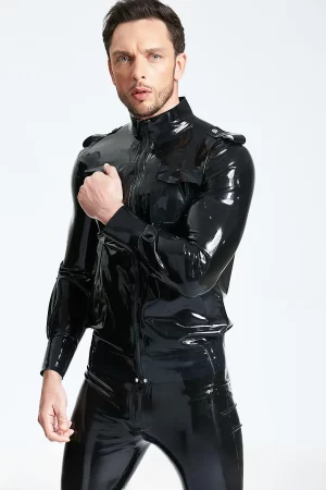 Latex Male Bomber Style Jacket