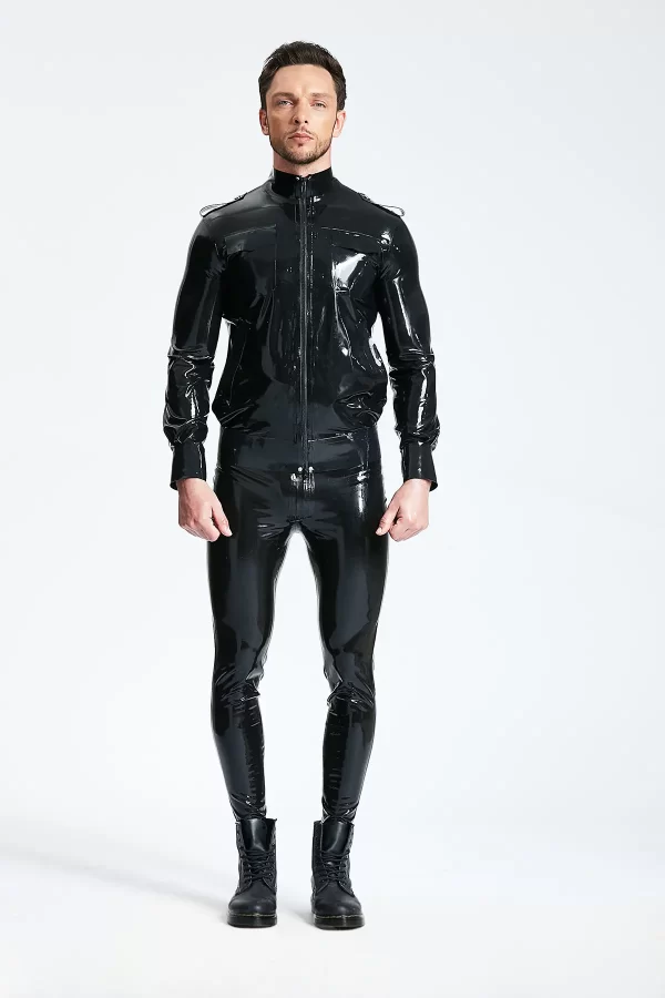 Latex Male Bomber Style Jacket