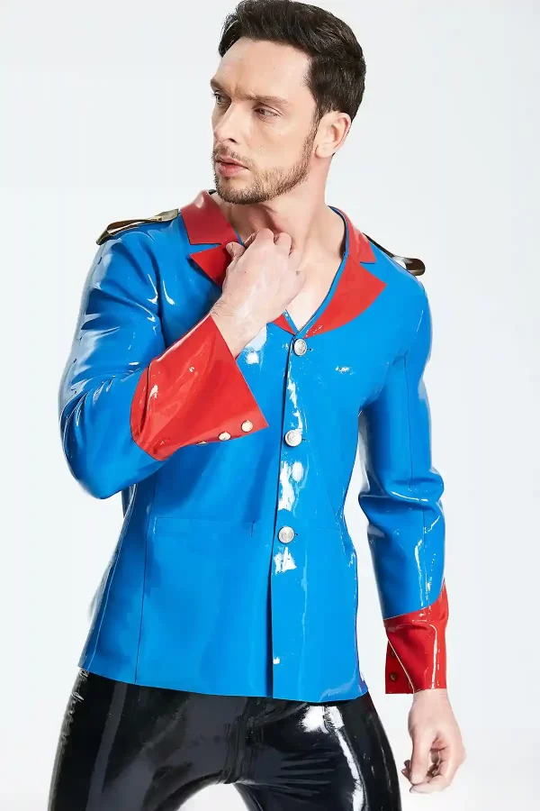 Latex Male Wide-Necked Casual Lounge Jacket