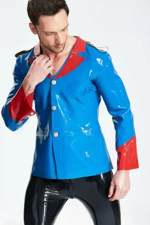 Latex Male Wide-Necked Casual Lounge Jacket