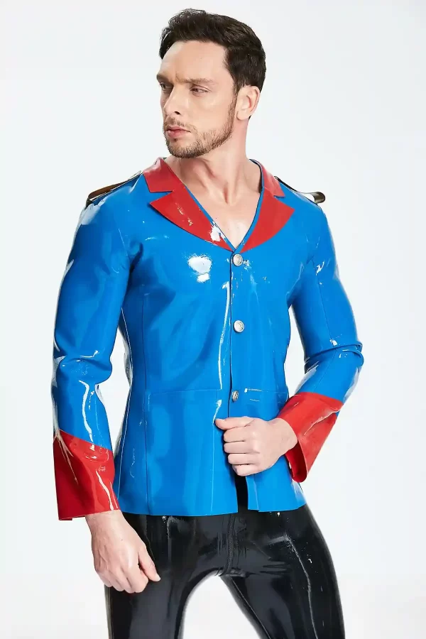 Latex Male Wide-Necked Casual Lounge Jacket