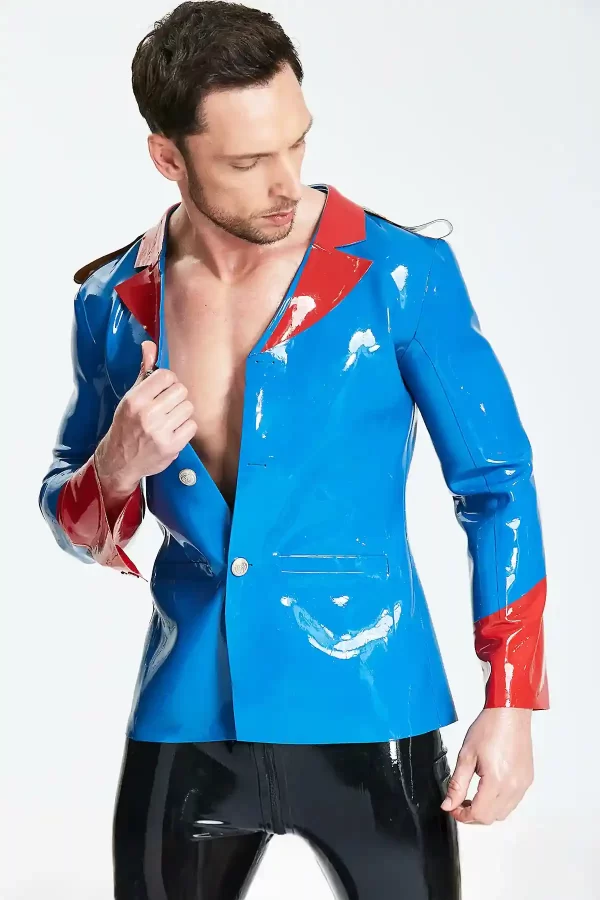 Latex Male Wide-Necked Casual Lounge Jacket