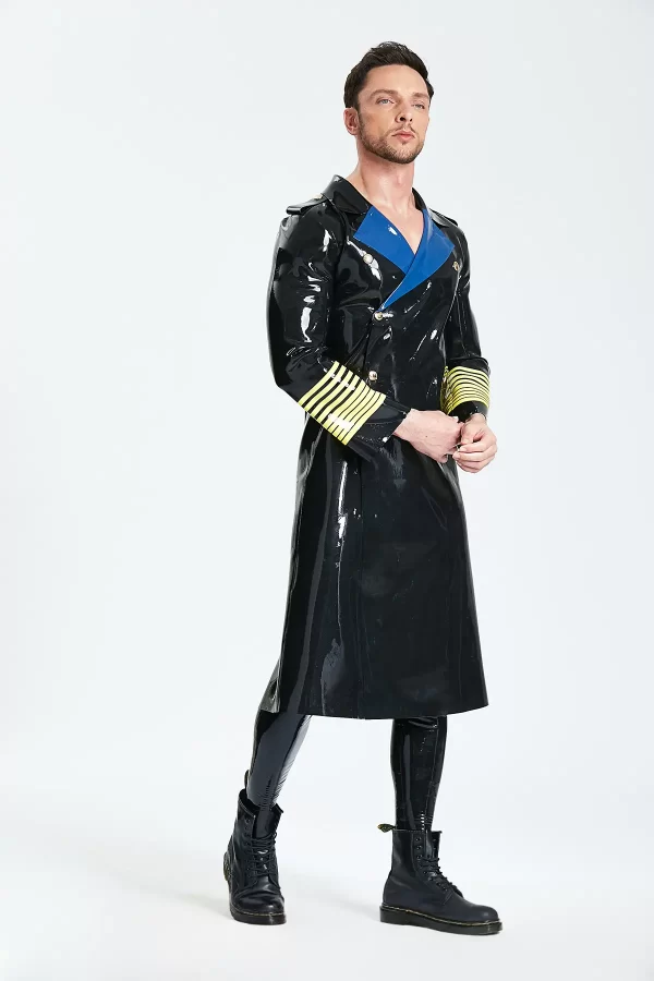 Latex Male Hornblower Knee-Length Coat