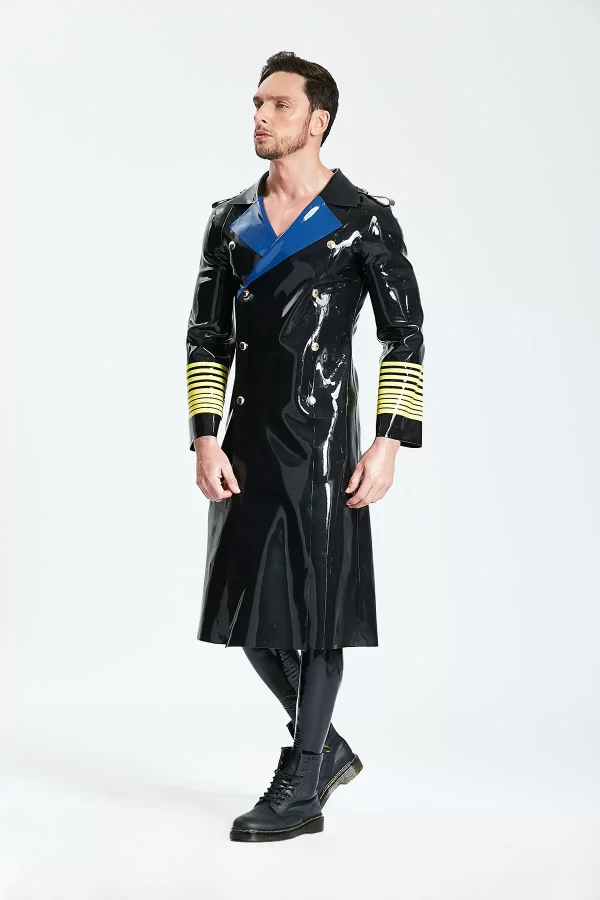 Latex Male Hornblower Knee-Length Coat