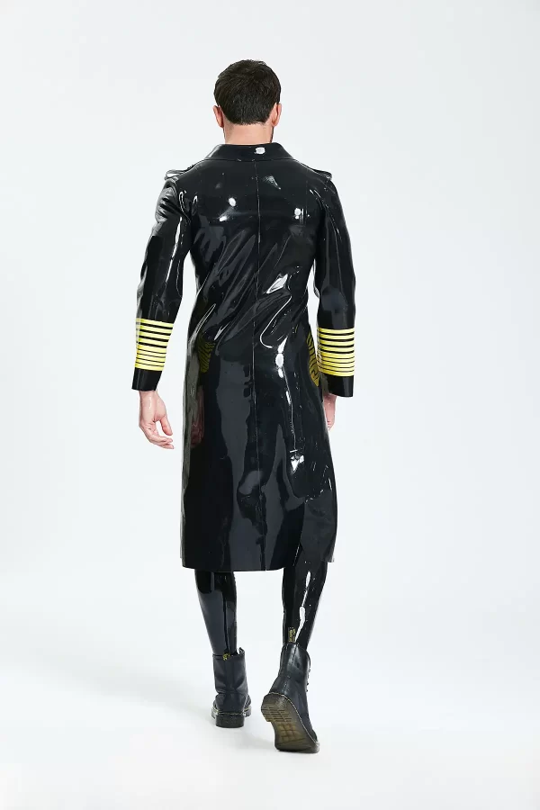 Latex Male Hornblower Knee-Length Coat