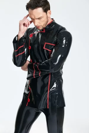 Latex Male Cavalier Double-Breasted Jacket