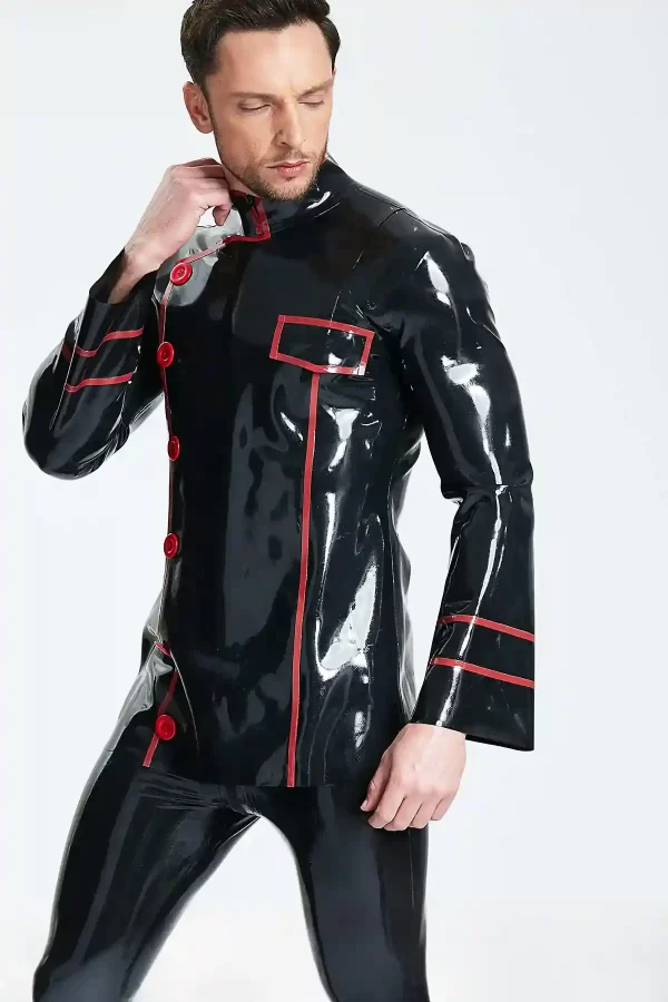 Latex Male Cavalier Double-Breasted Jacket