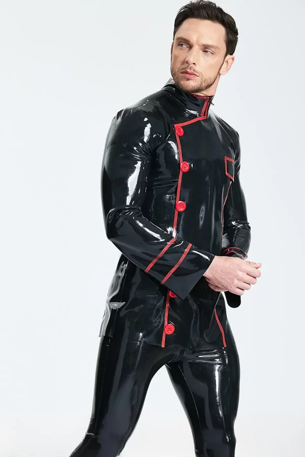 Latex Male Cavalier Double-Breasted Jacket