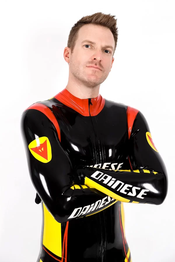 Latex Male MotoGP Branded Latex Biker Style Catsuit