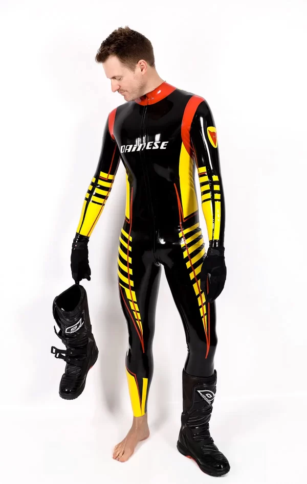 Latex Male MotoGP Branded Latex Biker Style Catsuit