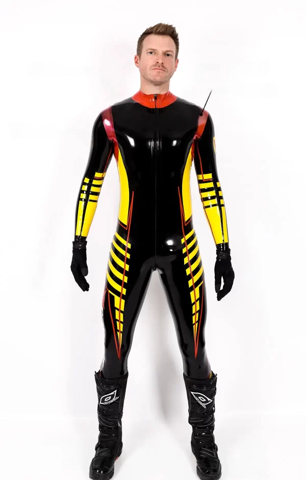 Latex Male MotoGP Branded Latex Biker Style Catsuit