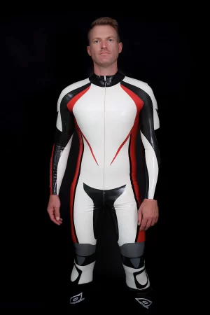 Latex Male Logo Branded Motorcycle Latex Suit