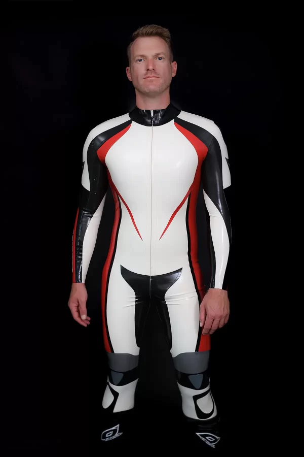 Latex Male Logo Branded Motorcycle Latex Suit