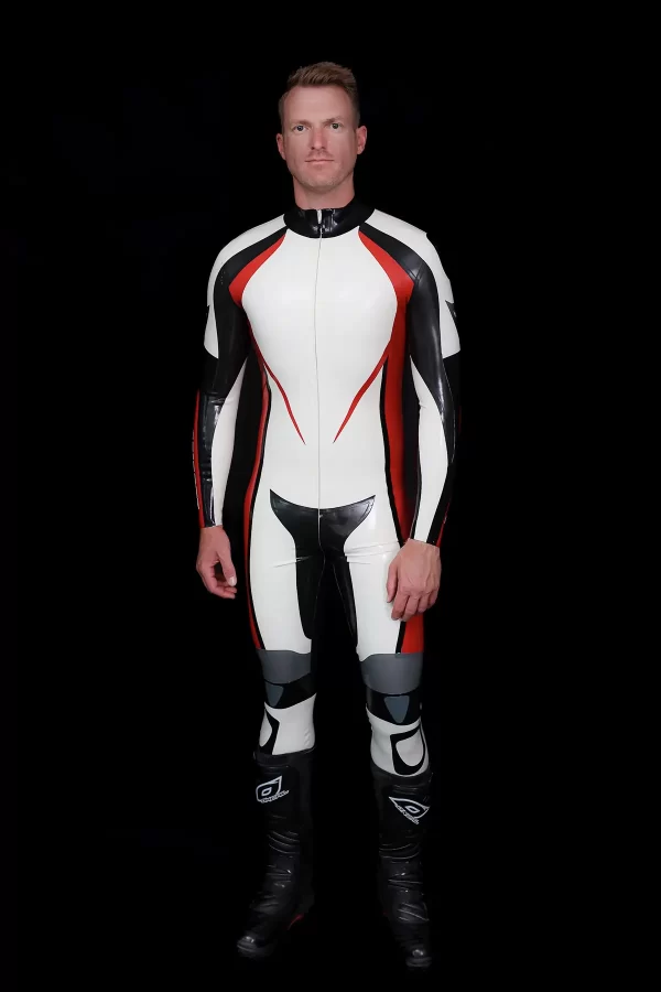 Latex Male Logo Branded Motorcycle Latex Suit