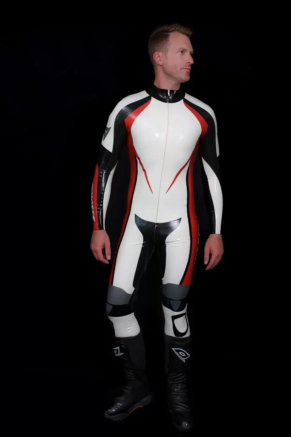 Latex Male Logo Branded Motorcycle Latex Suit