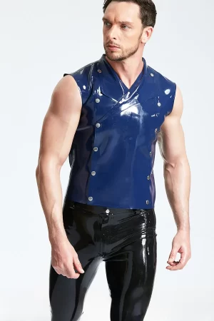 Latex Male Double-Breasted Sleeveless Waistcoat