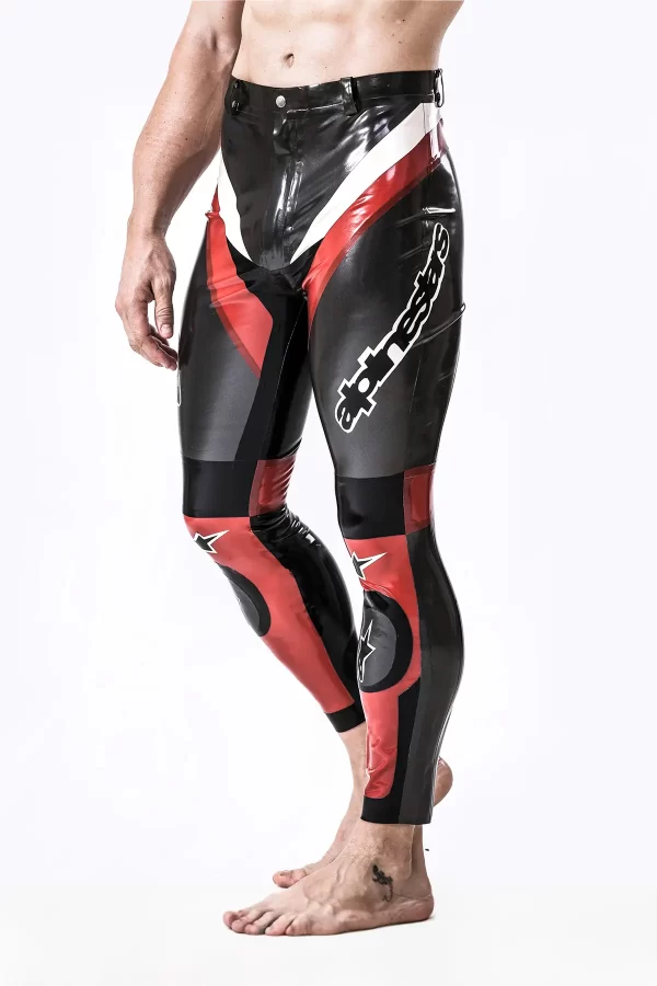 Latex Male Latex Motorcycle Branding Pants