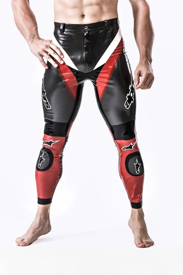 Latex Male Latex Motorcycle Branding Pants