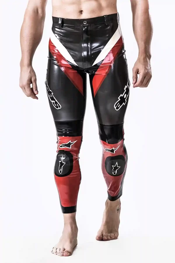 Latex Male Latex Motorcycle Branding Pants