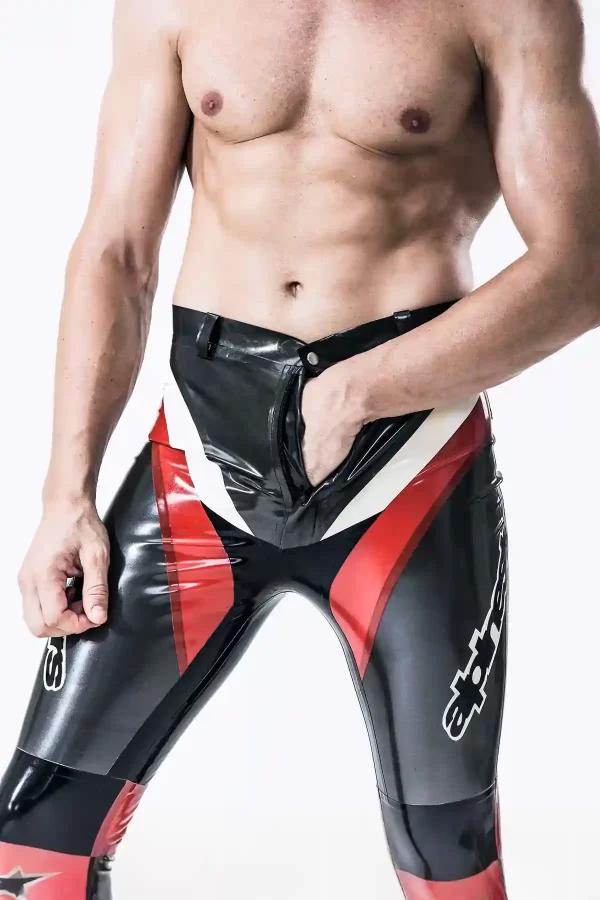 Latex Male Latex Motorcycle Branding Pants