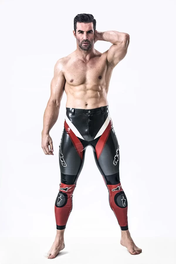 Latex Male Latex Motorcycle Branding Pants