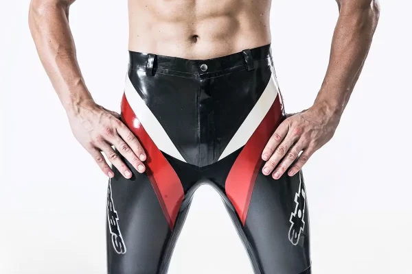 Latex Male Latex Motorcycle Branding Pants