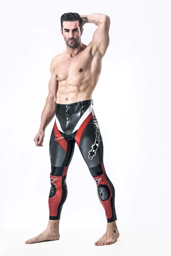 Latex Male Latex Motorcycle Branding Pants