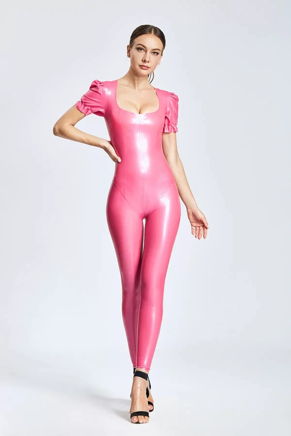 Latex Love in Pink Short-sleeved Catsuit