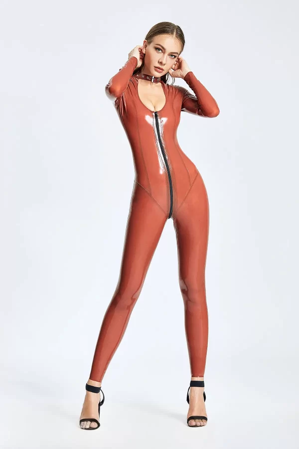 Latex Keyhole & Belted Neck Catsuit