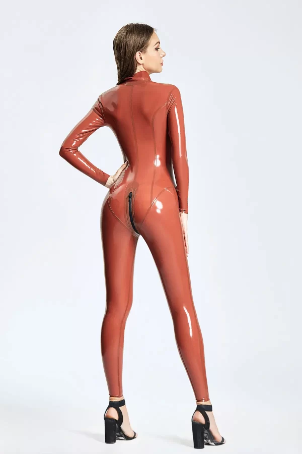 Latex Keyhole & Belted Neck Catsuit