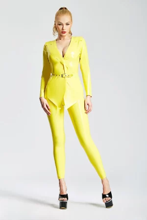 Latex Jacket Style Two-piece Suit