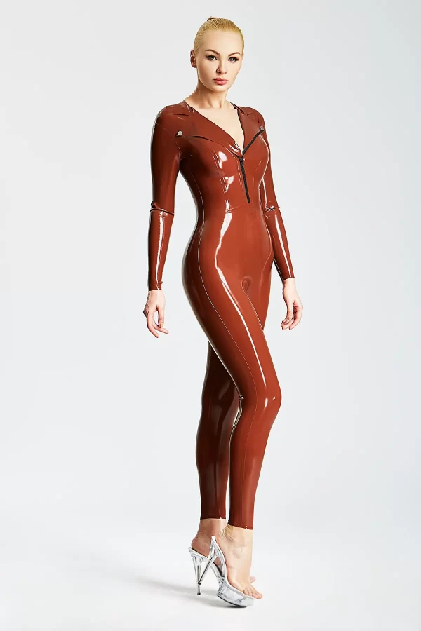 Latex Wide Lapel Jacket Style Catsuit