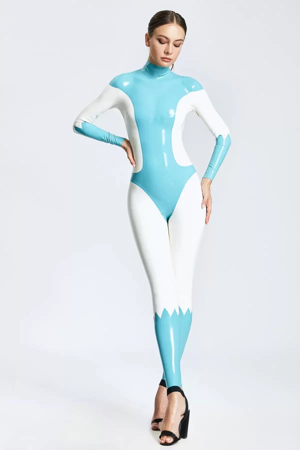 Latex Blue Arrow Catsuit