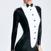 Latex Slanted Shoulder Pull-on Catsuit