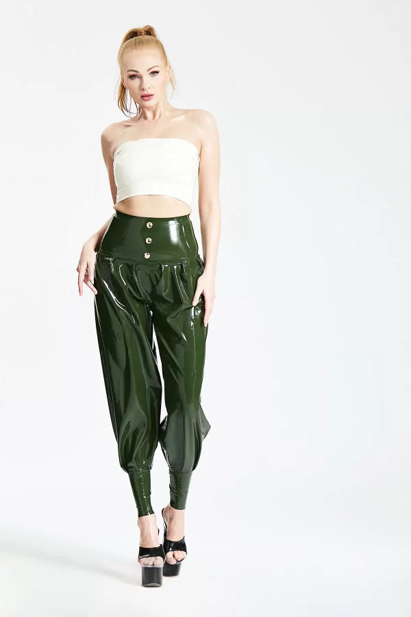 Latex HIgh-Waisted Harem Pants