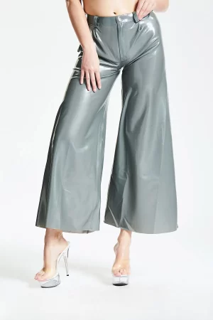 Latex Wide-Flared Pants