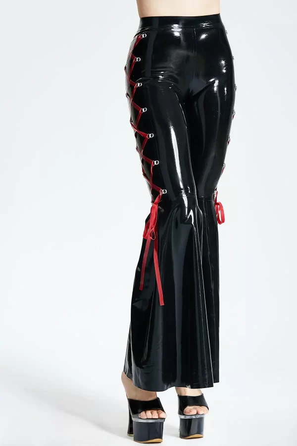 Latex Side-Laced Full-Length Disco Pants