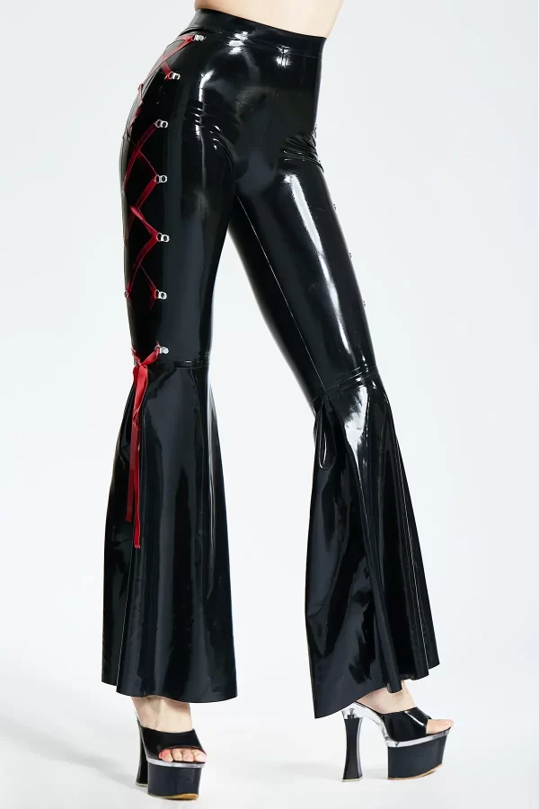 Latex Side-Laced Full-Length Disco Pants