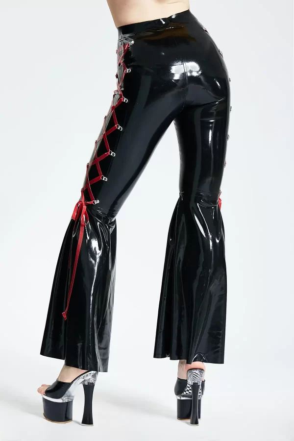 Latex Side-Laced Full-Length Disco Pants