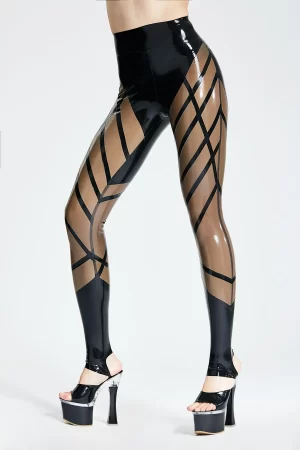 Latex Crisscross Sheer Glossy Leggings