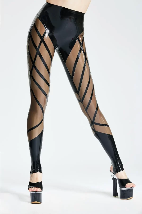 Latex Crisscross Sheer Glossy Leggings