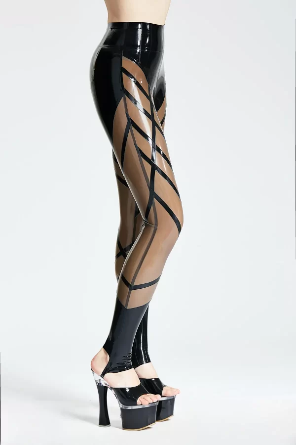 Latex Crisscross Sheer Glossy Leggings