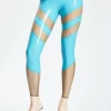 Peach Latex Leggings with High Waisted Design and Flared Cuffs