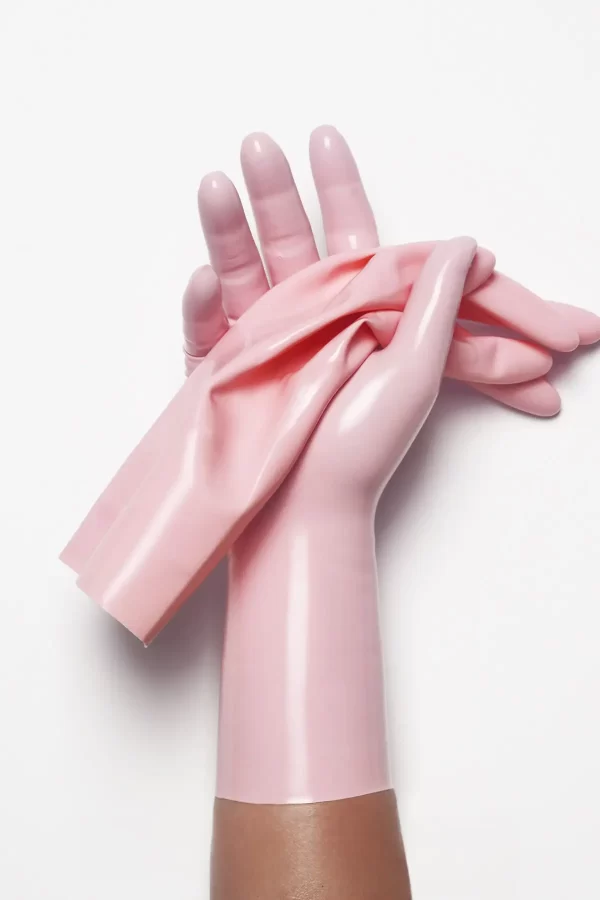 Latex Baby Pink Classic Short Molded Gloves