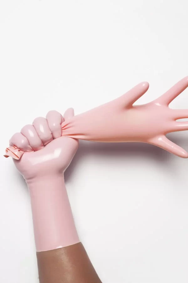 Latex Baby Pink Classic Short Molded Gloves