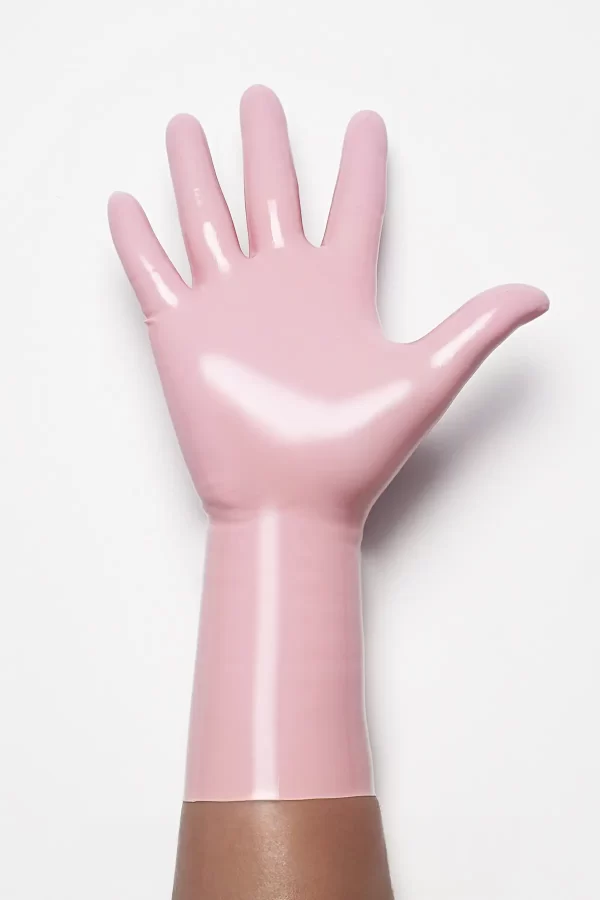 Latex Baby Pink Classic Short Molded Gloves