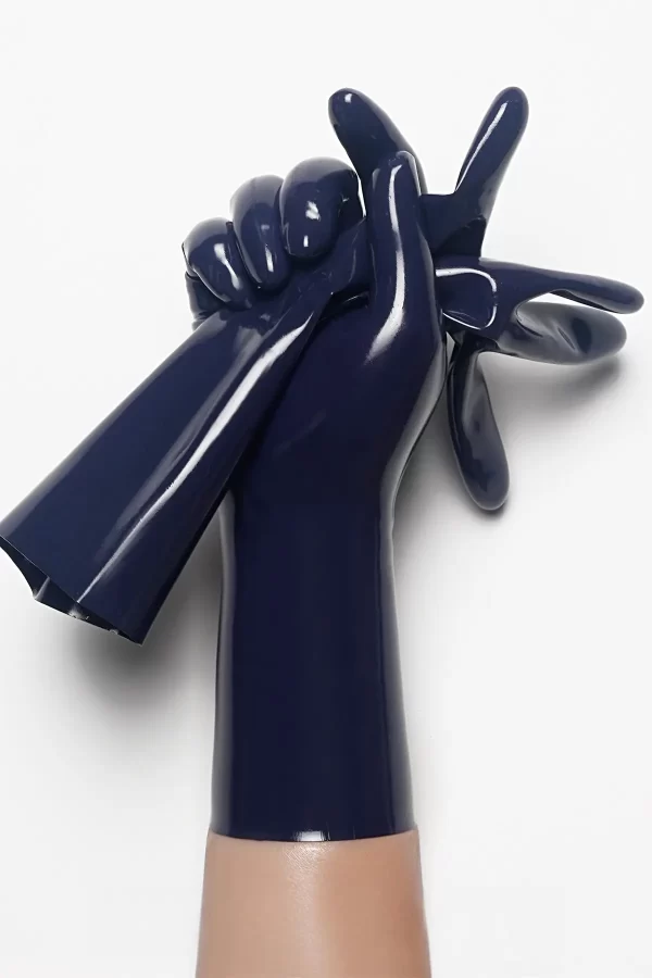 Latex Dark Blue Classic Short Molded Gloves