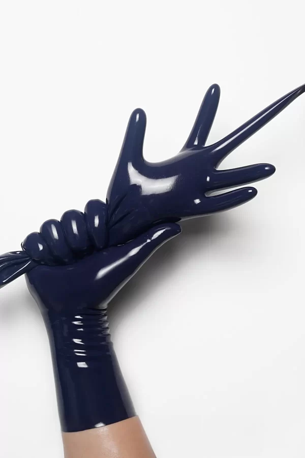 Latex Dark Blue Classic Short Molded Gloves